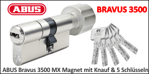 ABUS Bravus 3500 MX Zylinder mit Knauf & 5 Schlüsseln